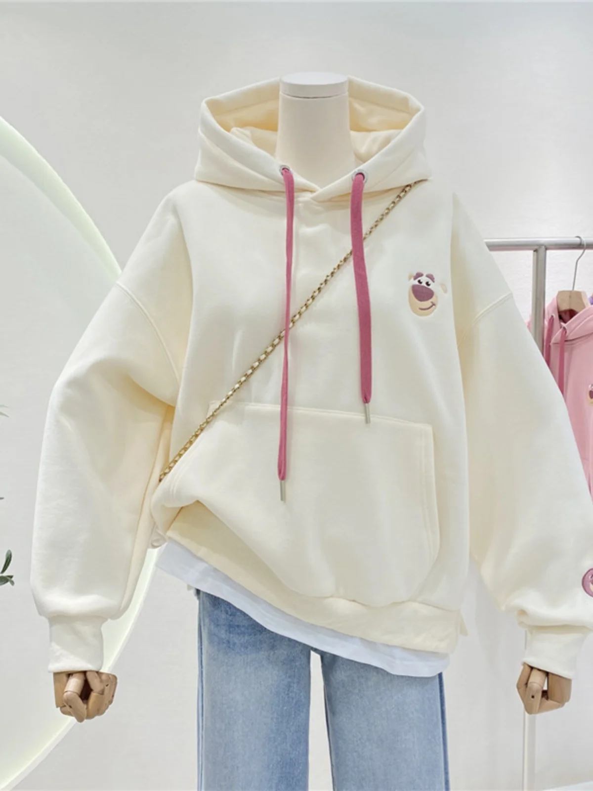 Trendy Bär Print Hoodie Damen Loose Fit Casual Lazy Sle Top Mantel Herbst Winter Faion Koreanische Version Lange Sve Sweats...