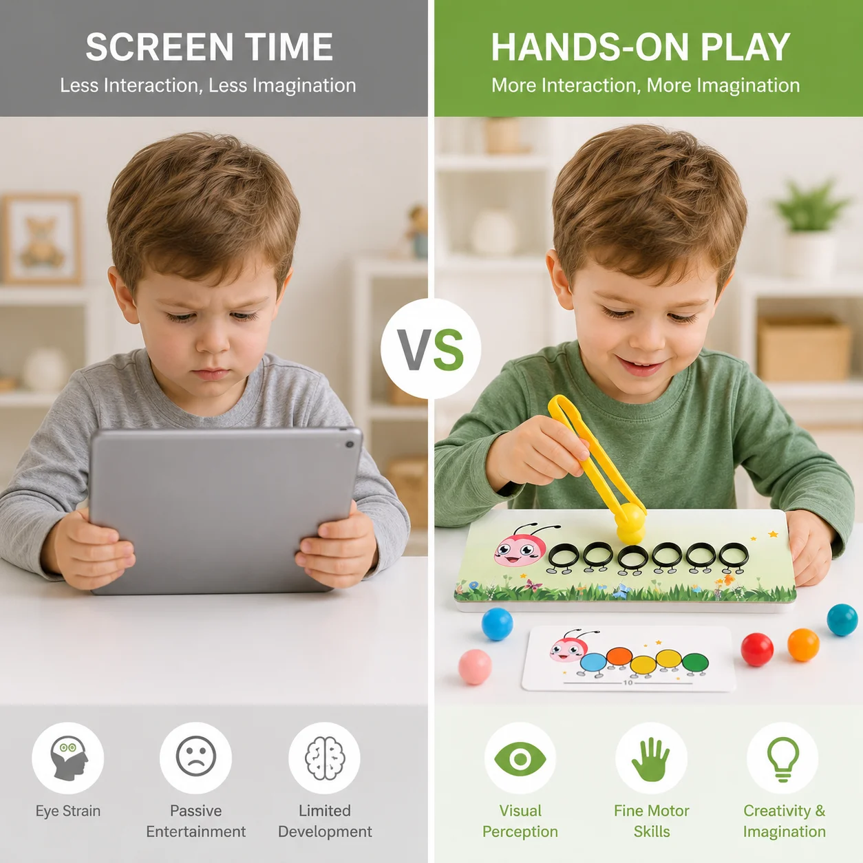 Clip Beads Toys Color Sorting Montessori Toy Educational Preschool Learning Toys Gifts Fine Motor Skill Toy For Preschool Kids