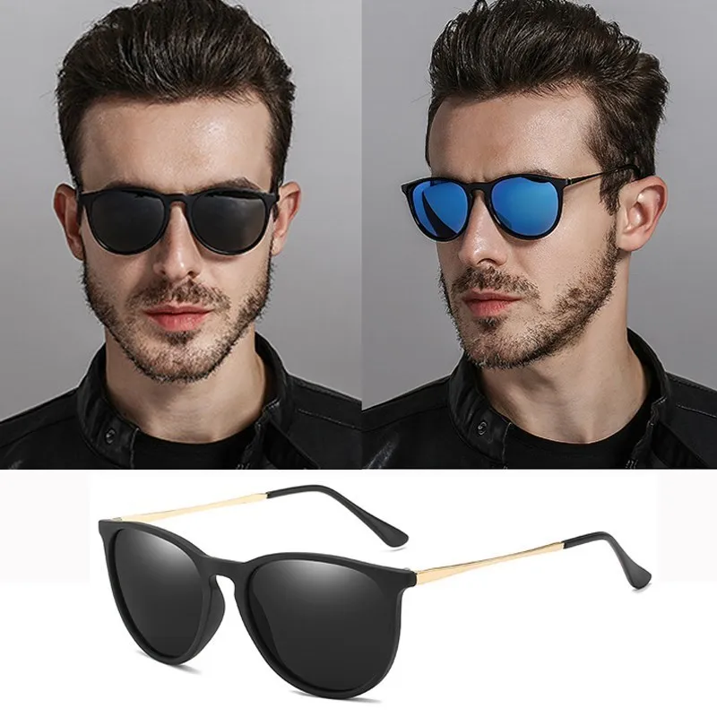 Polarization Sunglasses Designer Fashion Round Cat Eye Sunglasses Men Retro Mirror Driving Sun glasses Men Women