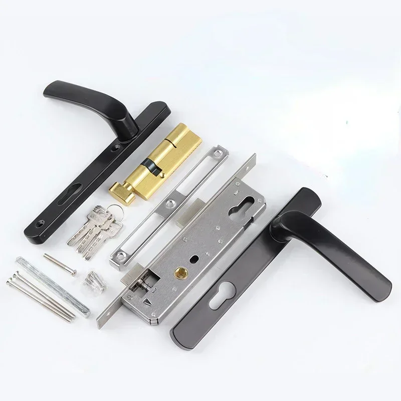 Aluminum Door Lock Three Piece Set, Aluminum Alloy Single Point Door Lock, Aluminum Alloy Door Handle, 85+30 Lock Body Lock