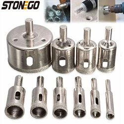 STONEGO 10Pcs Diamond Coated Drill Bits Hss Drill Bit Tile Marble Glass Ceramic Hole Saw Drilling Bits Extractor Remover Tools