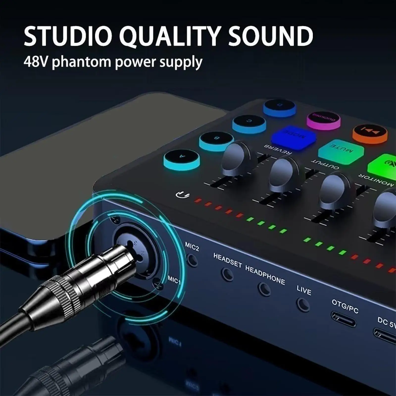 Audio Mixer Professional 5 Channel Sound Mixer for Computer Recording Phone