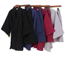 Japanese Style Men's Cotton Linen Pajama set Plus size Comfortable vintage Homewear clothes M-5XL Sleeping clothes Big size