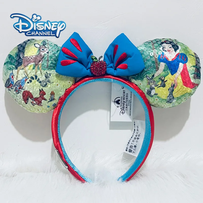 Disney Snow White 100th Anniversary Edition Headband Cosplay Accessories Sequin Mickey Ear Bambi Apple