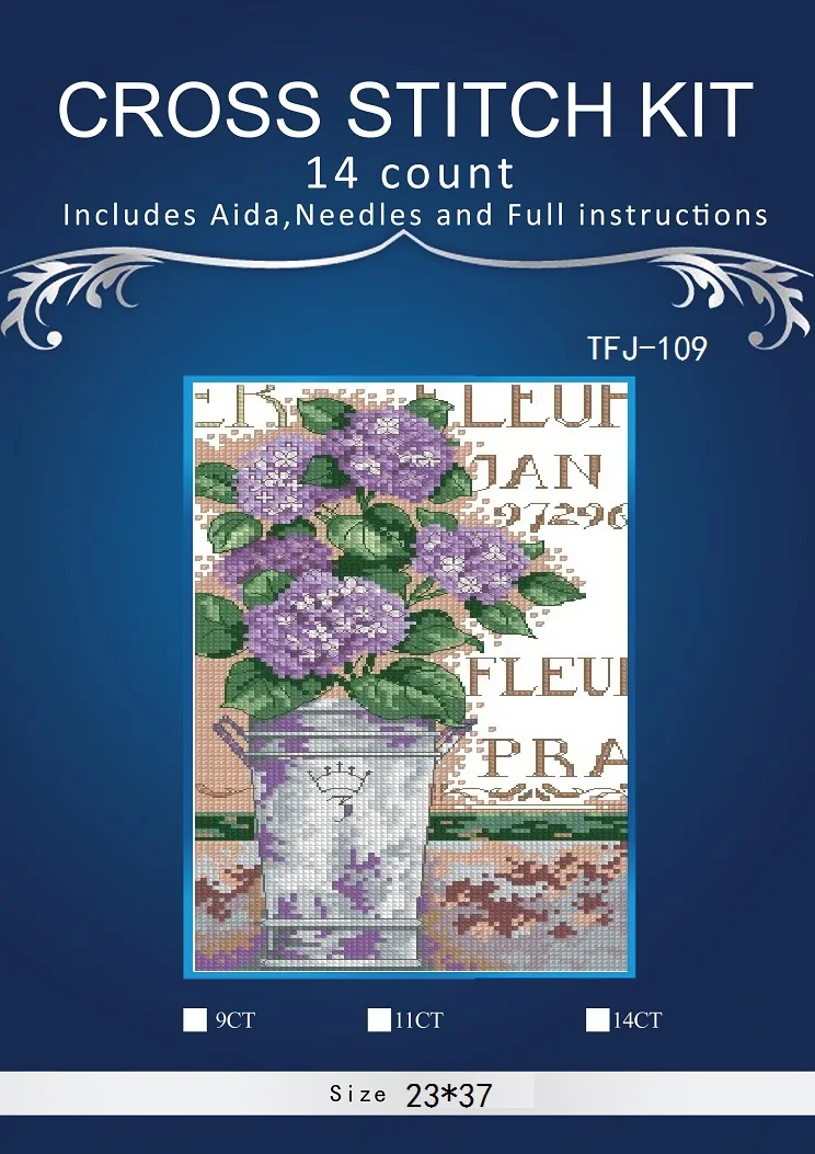 

Embroidery Counted Cross Stitch Kits, Needlework Crafts, DMC Color, DIY Arts, Handmade Decor, Violet Flowers, 14 CT