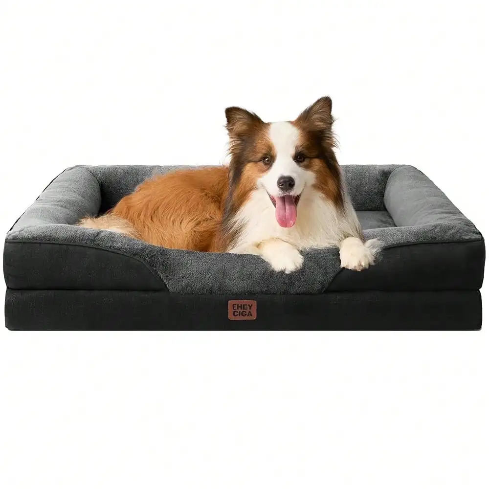 

Dog Bed For Large Sized, Orthopedic Dog Sofa With Sides And Waterproof Liner, Washable Bolster Pet Couch With Remova