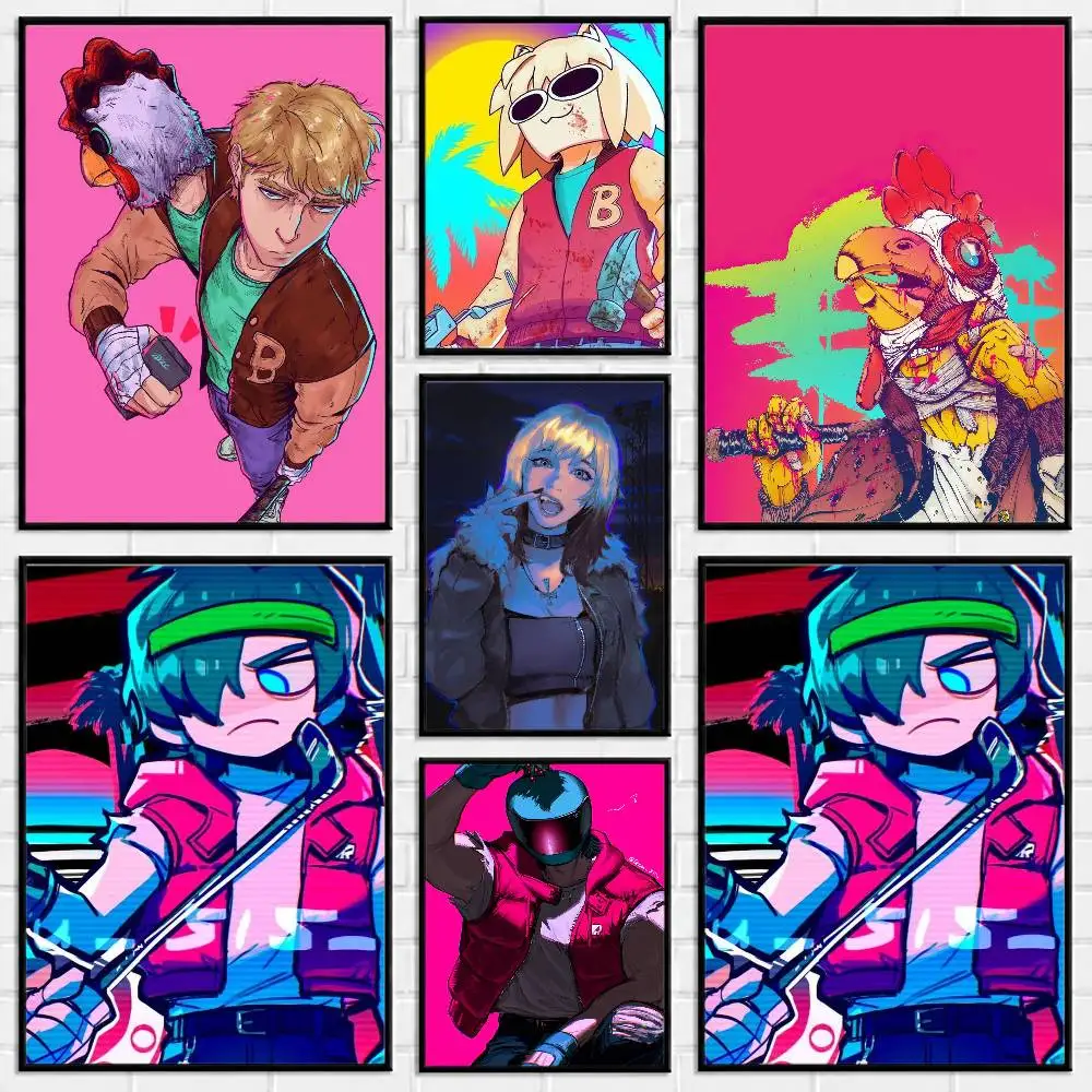 H-Hotline Miami Poster Versatile HD Waterproof Wall Art Self-Adhesive Decor for Any Space Ideal Gift