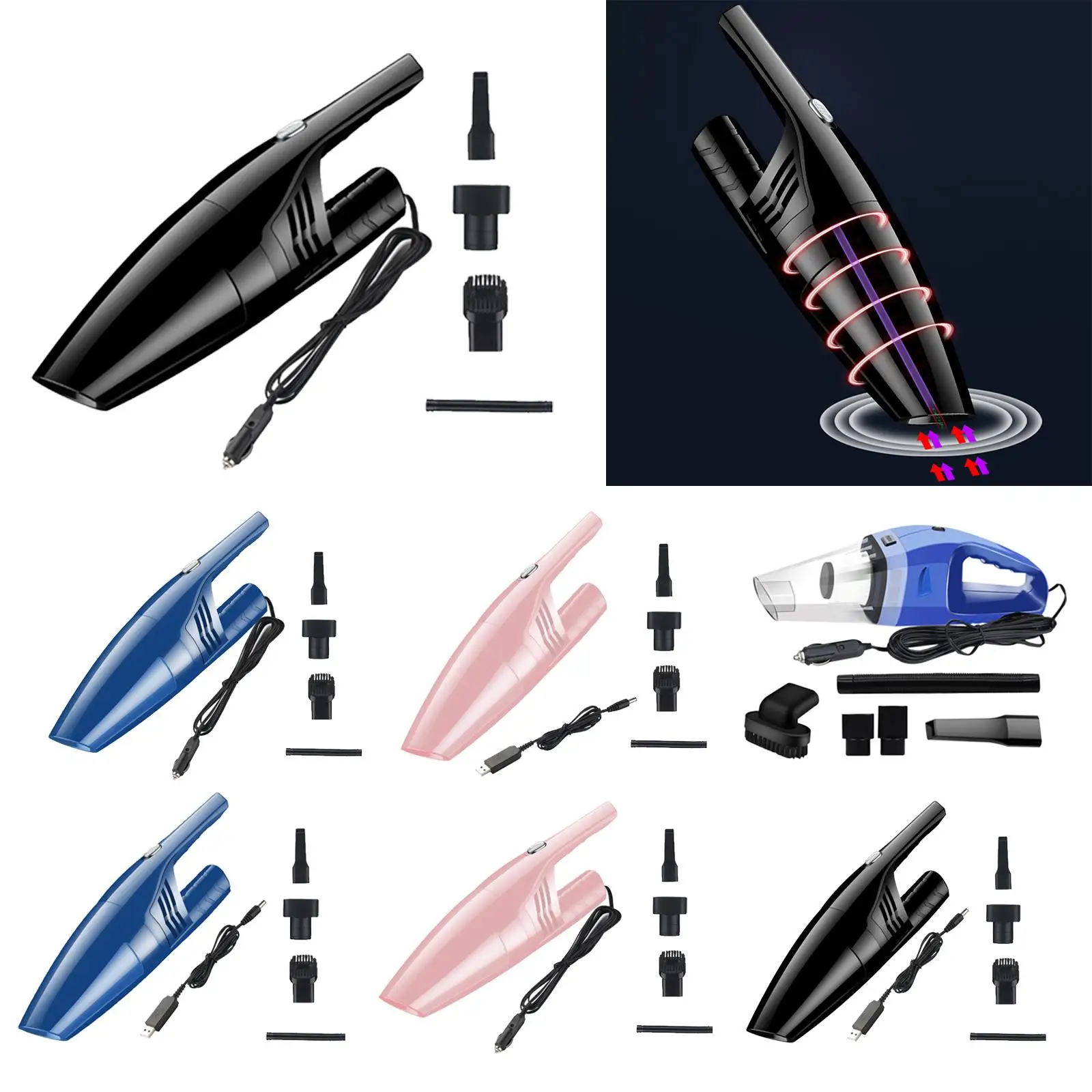 Handheld Car Home Vacuum Cleaner 4500PA Mini Pet Hair Kitchen 20000R/Min Lightweight 120W USB Rechargeable Fast Crevices