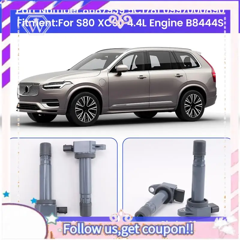 

Easy To Use New Auto Ignition Coil For Volvo S80 XC90 4.4L Engine B8444S 8687939 5C1781 0997000890 Auto Parts