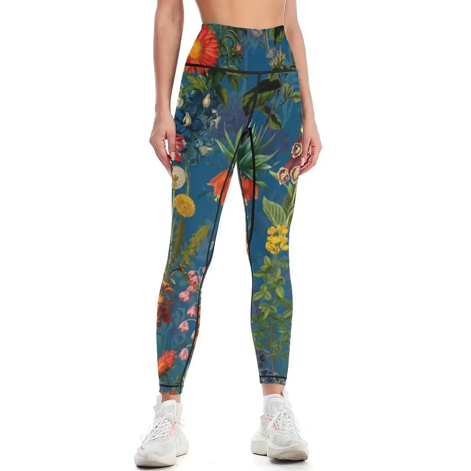 

Vintage Blue Springflower Meadow Night Leggings legging push up Sports pants for Legging sport Womens Leggings