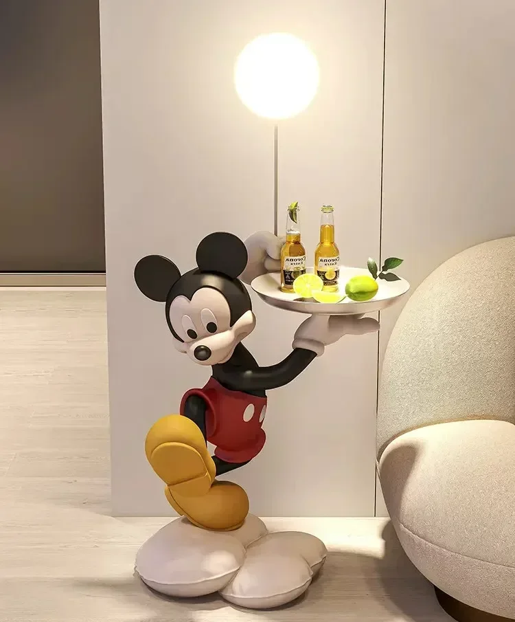 108cm Disney Cartoon Anime Micky mouse Tray LED Light figure Collection model Living Room resin Statue Home Decoration Ornament