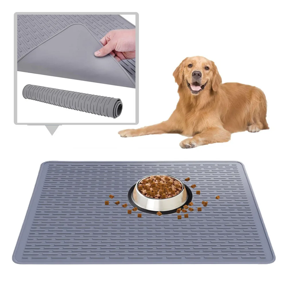 

Large silicone pet mat anti slip and waterproof cat litter mat silicone anti dirt and anti overflow cat and dog feeding mat