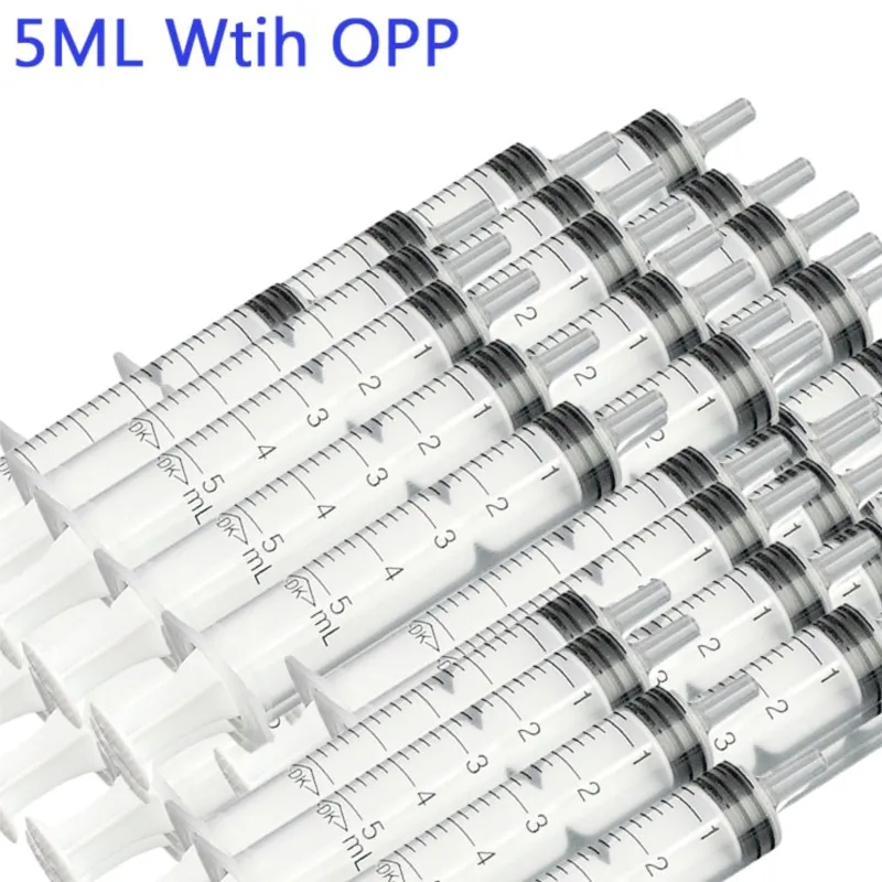 5/10/20/50/100Pcs 5ML OPP Plastic Injector Small Syringe For Lab Nutrient Glue Ink Cartridge Pet Feeder Tool (Without needle)