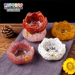 1PC Natural Crystal Crushed Stone Epoxy Resin Lotus Shape Meditation Gift For Home Decor DIY Crystal Delicate Gift