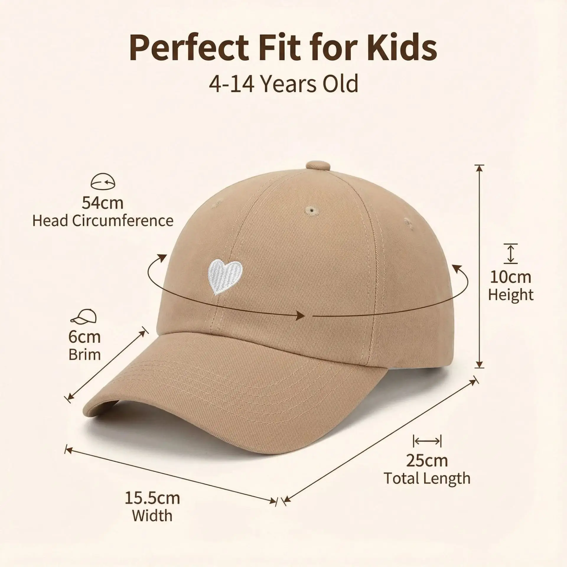 Süße Herz Kinder Mädchen Hut Stickerei Baumwolle Kinder Pferdeschwanz Hüte für Mädchen Frühling Sommer Kinder Baseball Kappe Kind Sonnenhut 4-10Y – Detail 9