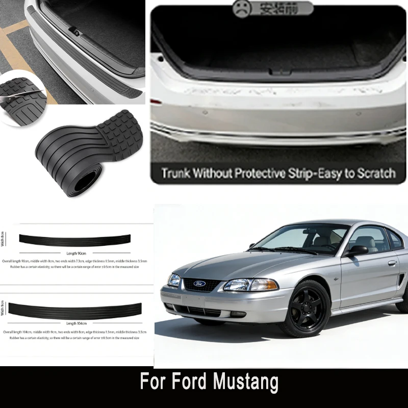

For Ford Mustang Rear Trunk Guard Plate Sticker Car Rear Bumper Trim Anti-Kicked Scratch Protector Sticker Strip