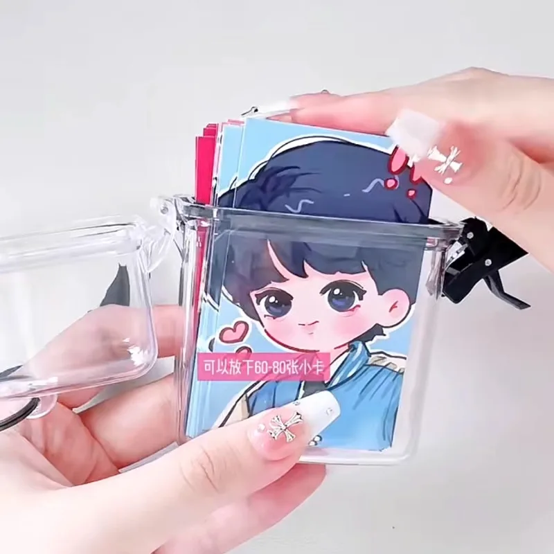 حامل بطاقات الصور Kpop صندوق تخزين بطاقات المعبود إطار صور شفاف أدوات مكتبية مدرسية كورية صندوق تجميع صغير حامي الصورة #4