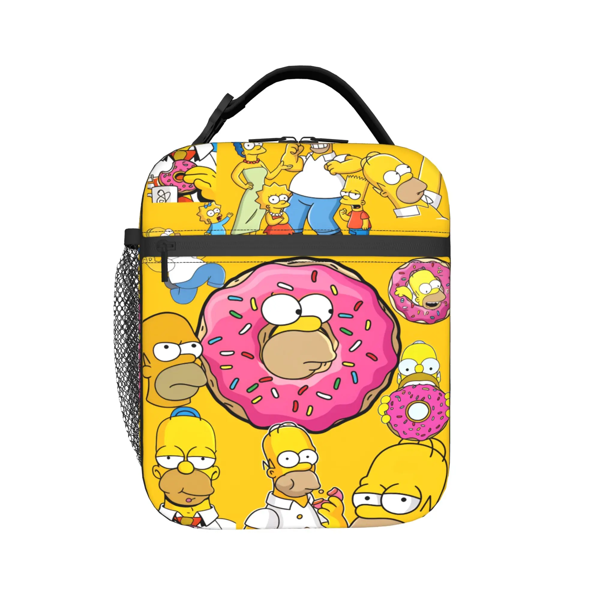 Funny S-Simpsons Donut Theme Collection Lunch Bag Portable Lunch Box Child Office Print Cooler Bag Fashion Oxford Tote Food Bags