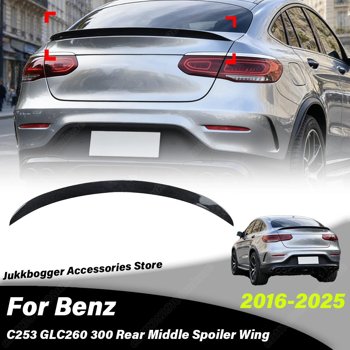 

For Mercedes Benz GLC Coupe C253 2016 2017 2018 2019 2020 2021 2022 2023 2024 2025 Car Rear Trunk Spoiler Wing Decoration Kit