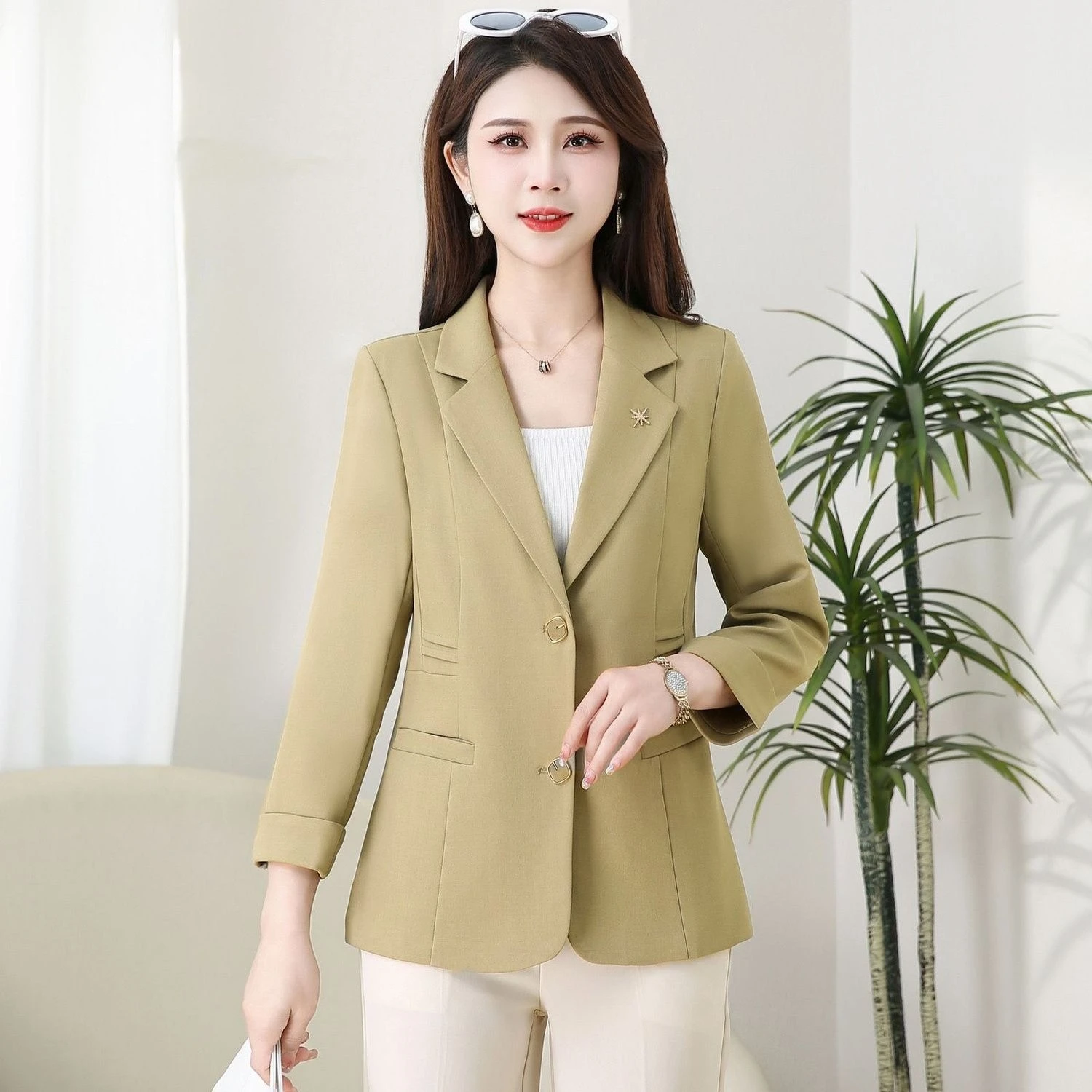 

Slim Fit Blazer Korean Style Spring Summer Fashion Women Office Jacket New Trendy Slimming Suit