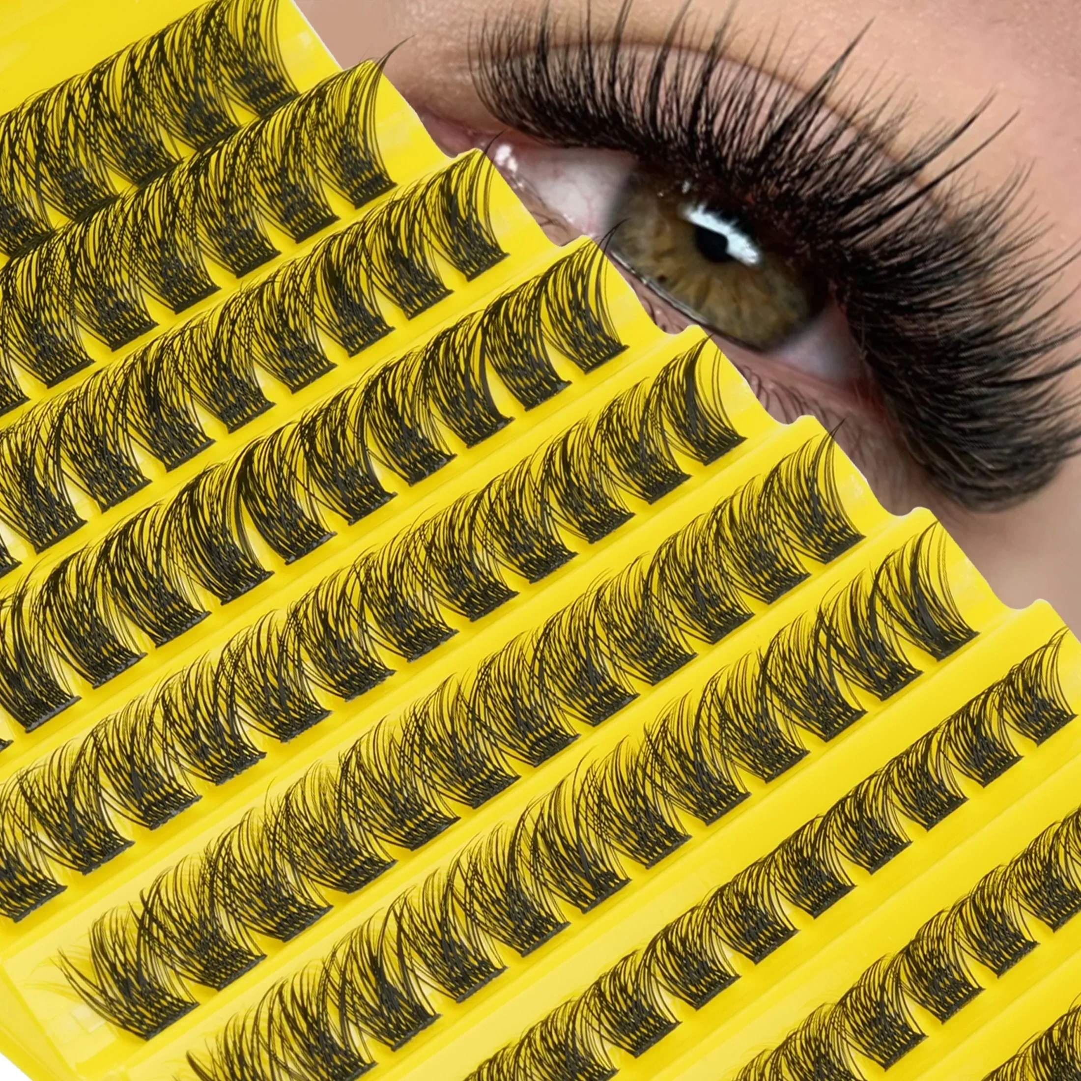 DIY Cluster Individual Lashes Faux Mink Reusable False Eyelashes Multi-Row Large Pack Thick Voluminous for Home Women Makeup