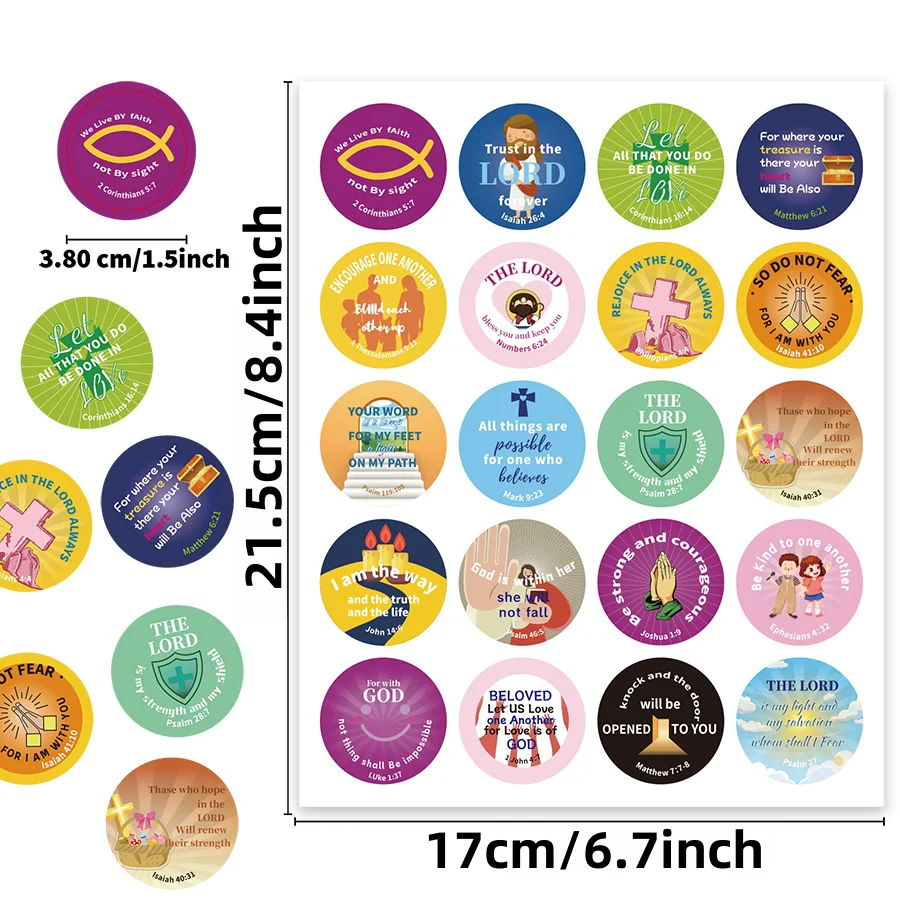 200 Pcs Christian Religious Stickers for Jesus Christian Faith Shape Stickers(Bible Style)
