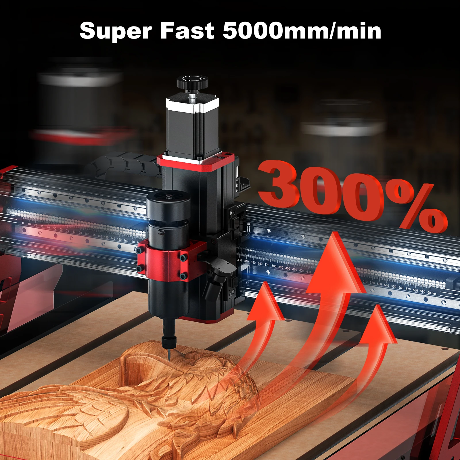 Twotree TTC6050 CNC Engraving Machine 500W CNC Router Machine 600x500mm Desktop Engraving Machine With infrared Beam Sensor XYZ Axis Linear Guide for Stainless Steel Wood PVC Acrylic