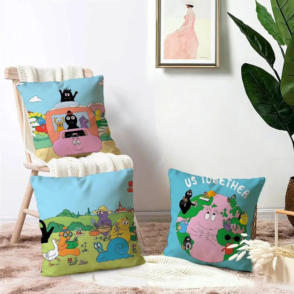 Cute Cartoon Les Barbapapa 45*45cm Cushion Cover Pillow Cover Decor Pillowcase Home Pillowcase for Couch Pillow