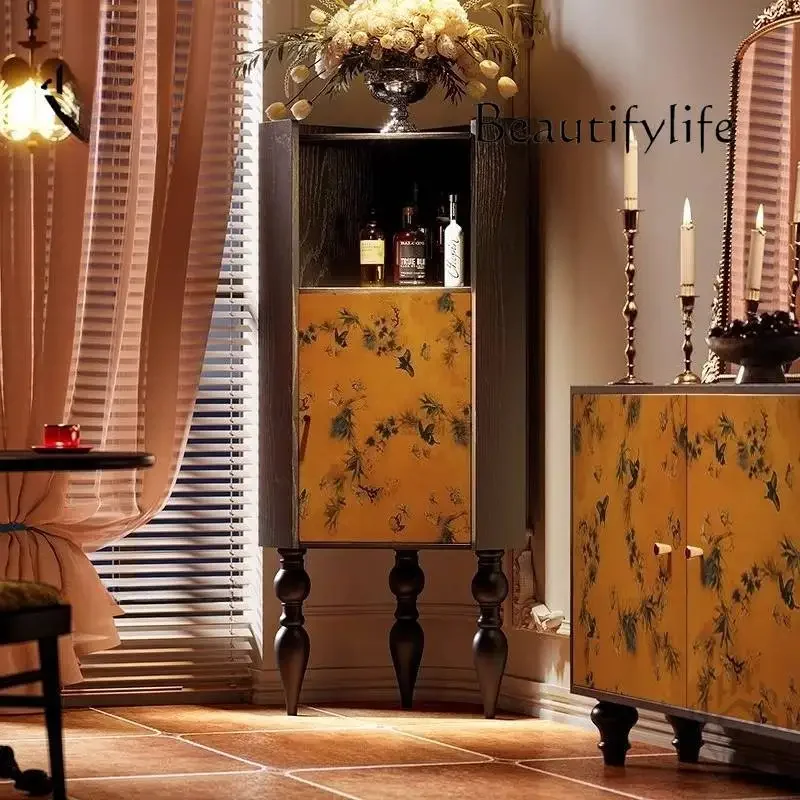 R Eenvoudige bruine woonkamerkasten Rustiek Klassiek Hoog Modern Woonkamerkasten Houten smalle kast De Rangement-meubels