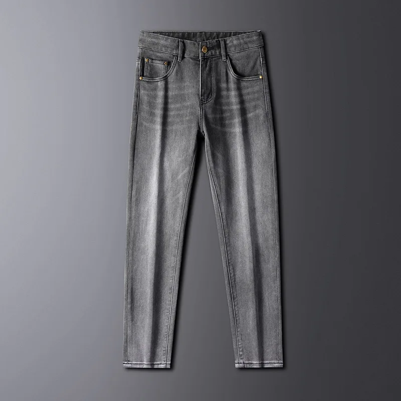 Rauchgraue Jeans Herren leichtes Luxus geschäft 2024 neue Frühjahr und Herbst klassische einfache Slim Fit All-Matching elastische Hose