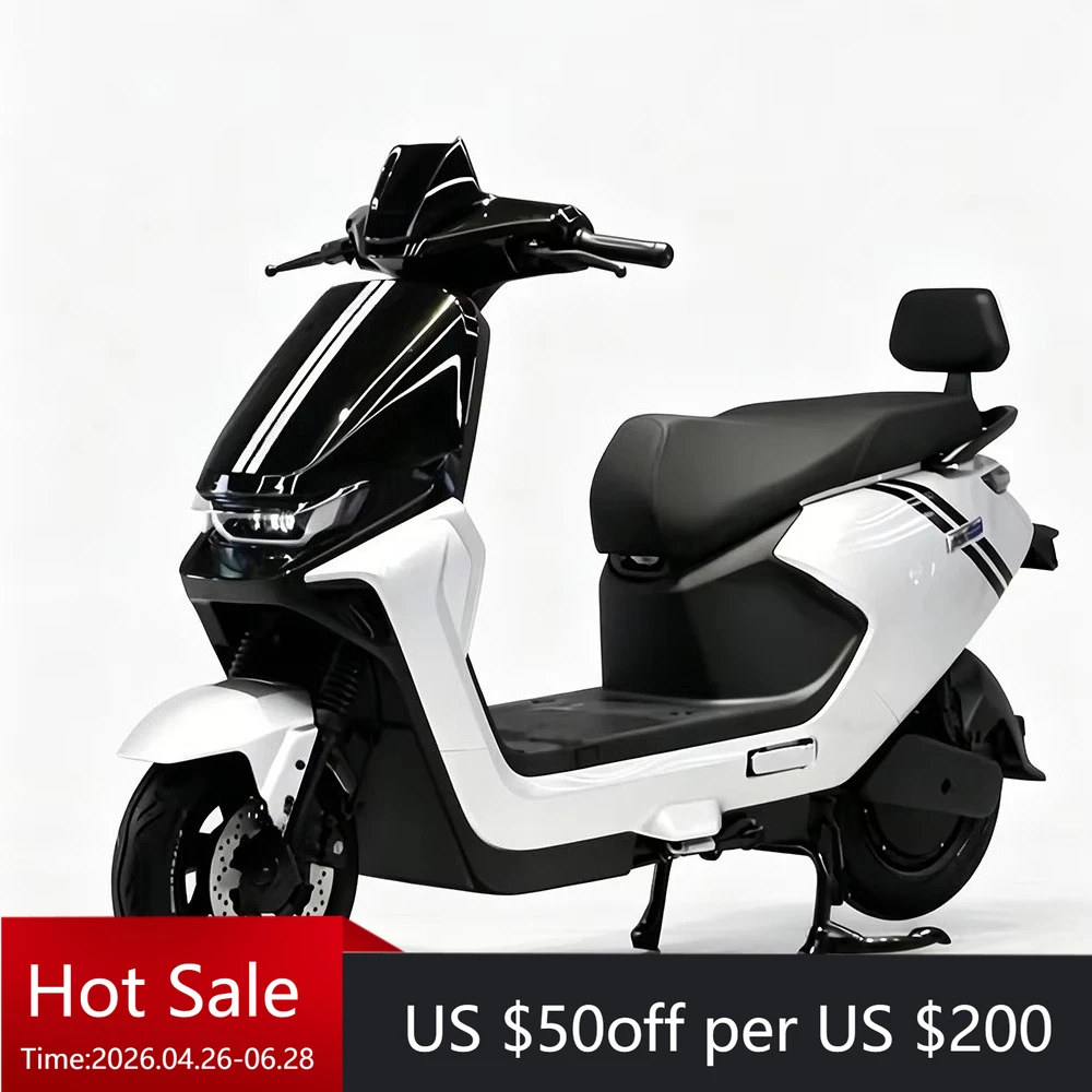 Adult high-speed electric motorcycle, powerful electric motorcycle, with disc brakes