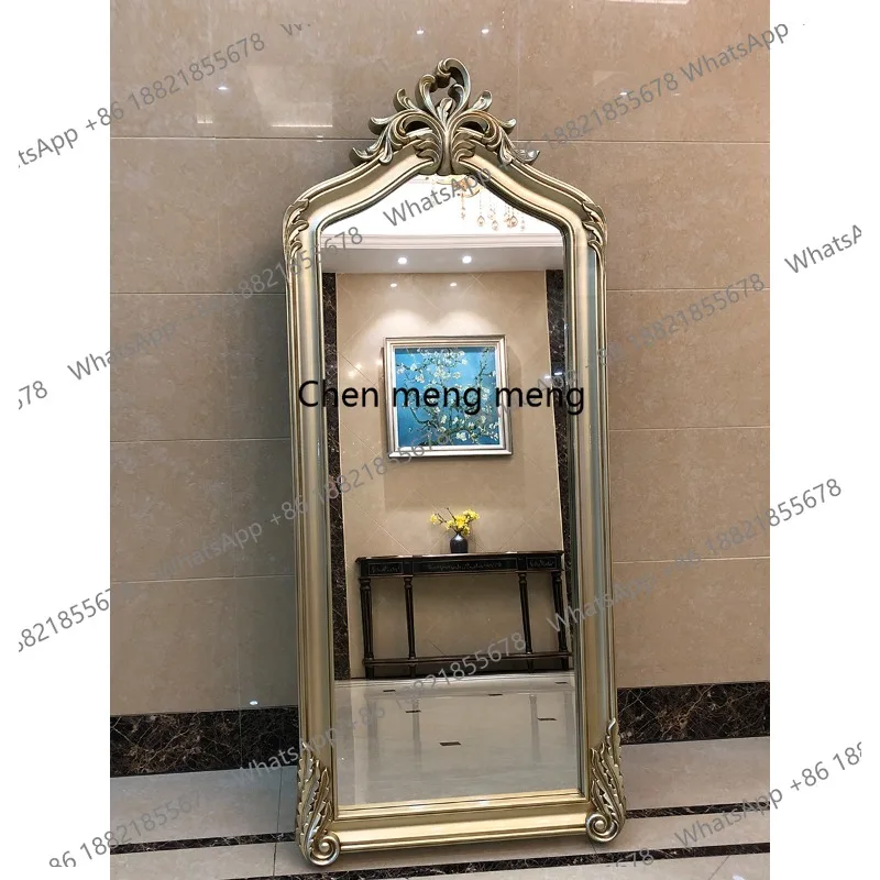 European new retro floor-to-ceiling large mirror full-body wall-mounted fitting mirror home