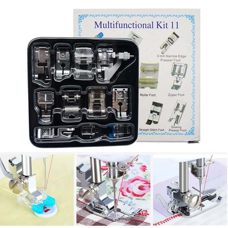 

Household Sewing Machine Presser Foot, Foot Feet Set Domestic Household Braiding Knitting, Foot Parts, Accessories, Tool, 11 Pcs