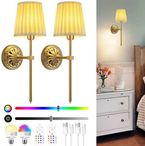 Battery-Powered Wall Light: Rechargeable Wall Light with Remote Control…