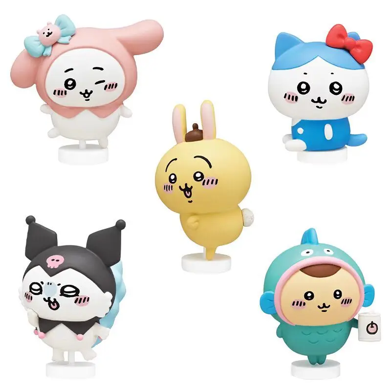 

5pcs Sanrio Figure Hachiware Usagi Momo Model Toys Cartoon Figures Kuromi Melody Cinnamoroll Toys Room Desktop Ornaments Gifts