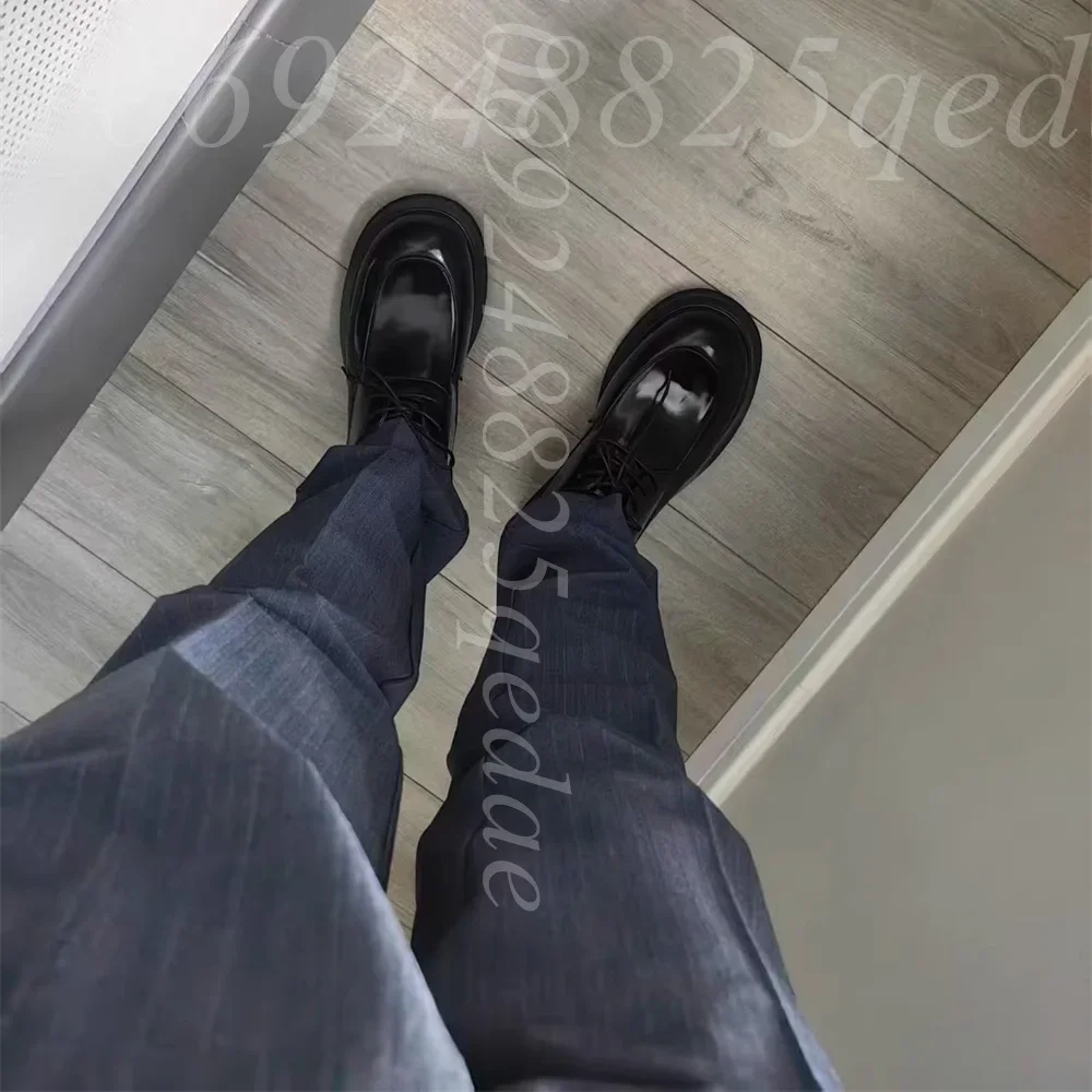 Chunky Sole Lace-Up Dress Shoes, Polished Formal Oxfords Comfortable Stylish Footwear, Classic Business Casual Design for Men