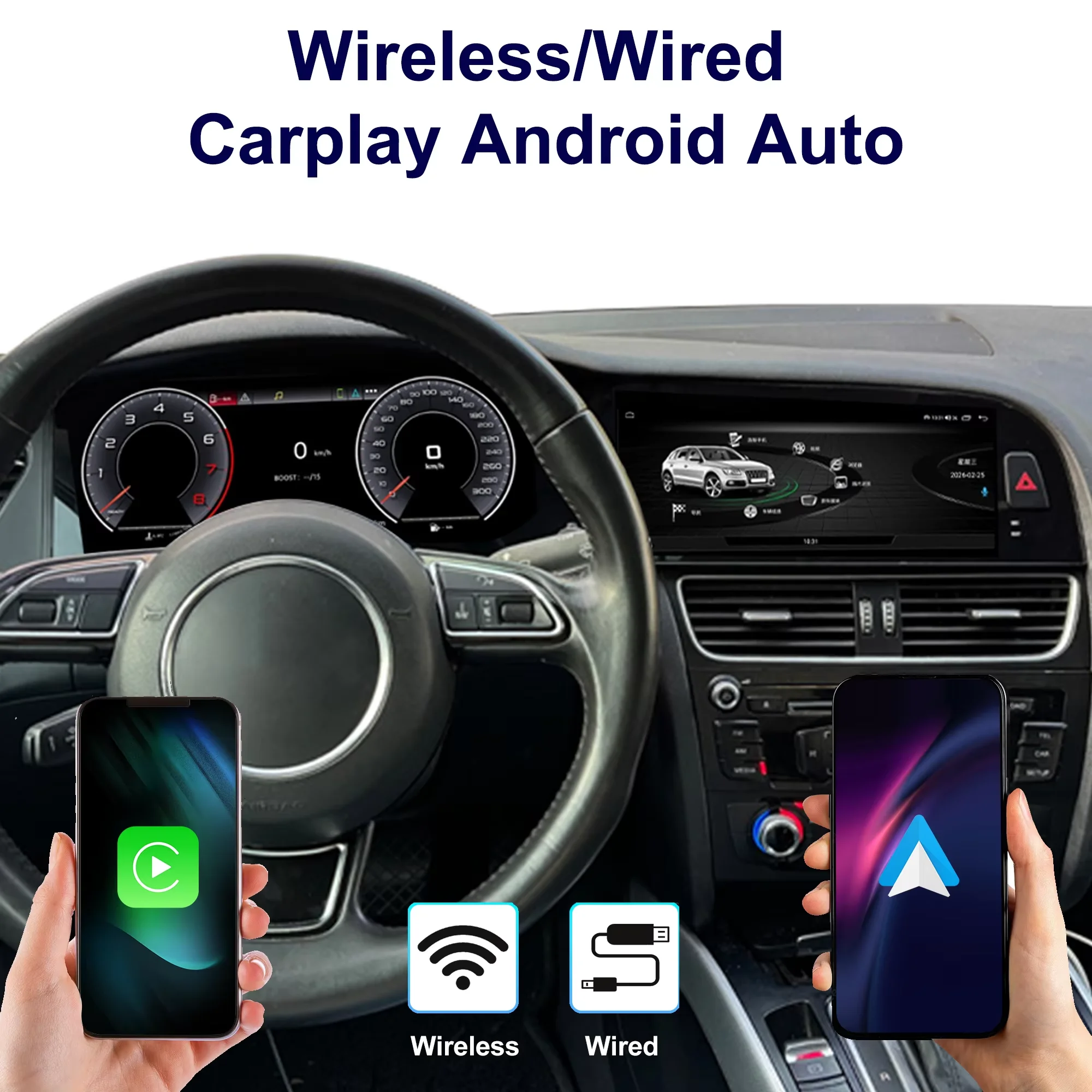 

Мультимедийная система Android 14 с CarPlay для Audi A4 A4L 2009-2016, GPS-навигация, интеллектуальное навигационное устройство, автомобильная стереосистема.