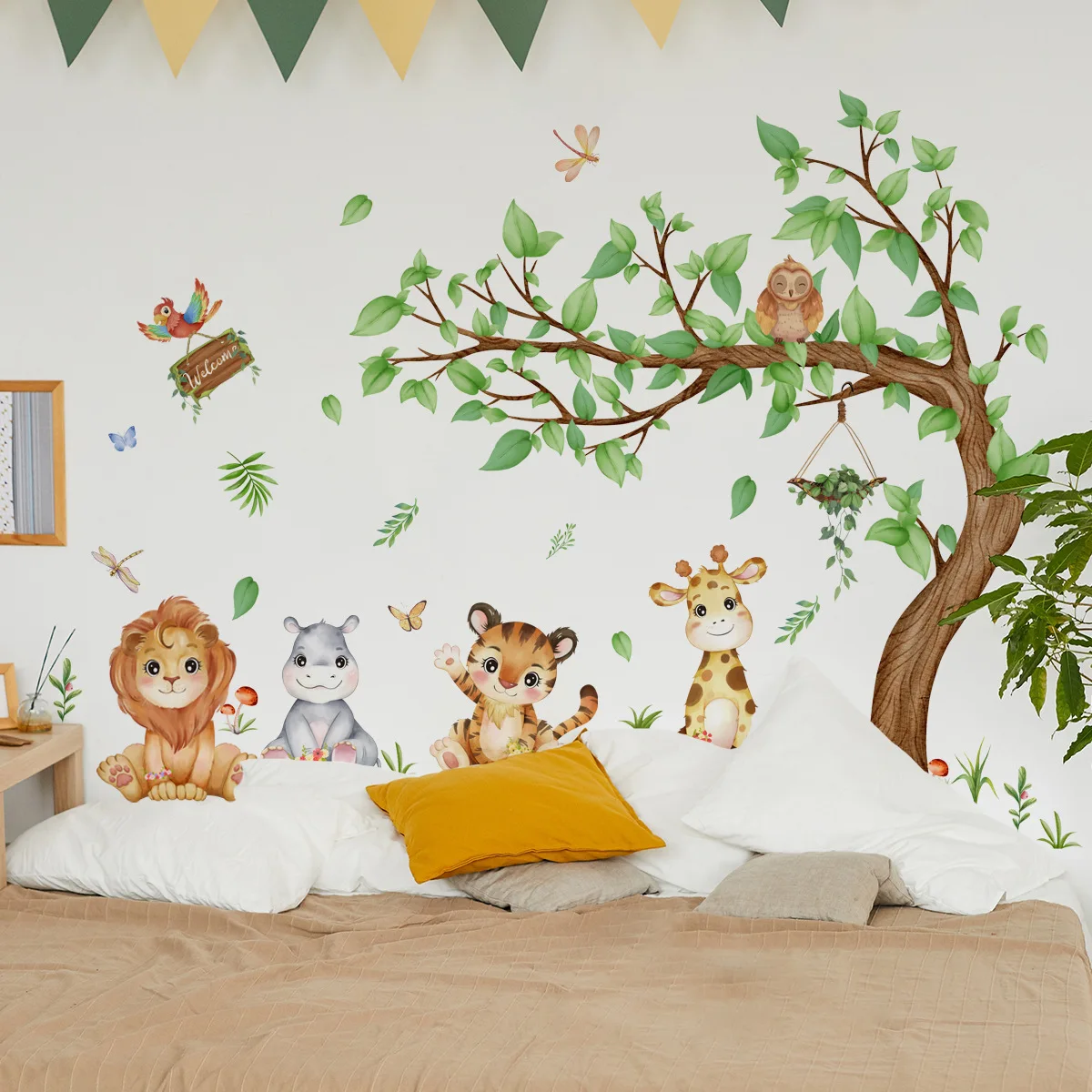 6pcs Large Creative  Cartoon Forest Vine Monkey Wall Sticker Living Room Bedroom Room Decorative Background Wall Sticker Ms7045