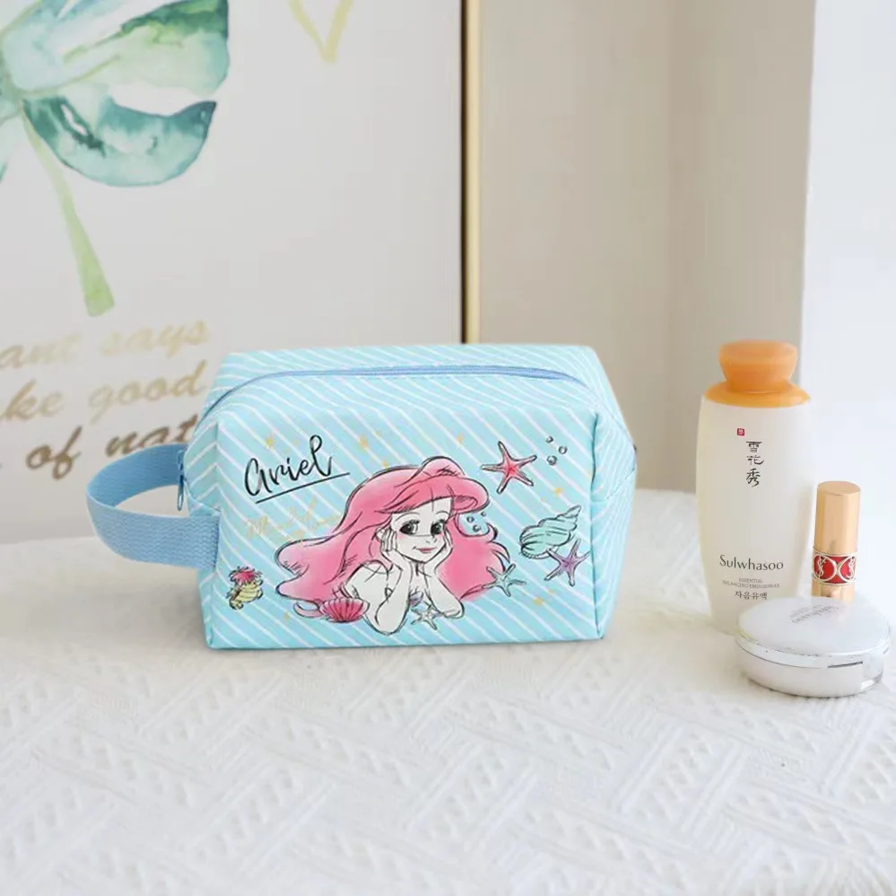 Disney Makeup Bag Anime Stitch Ariel Rapunzel Princess Pooh Bear Dale Donald Duck Kawaii Cartoon Storage Bag Girls Cute Gifts