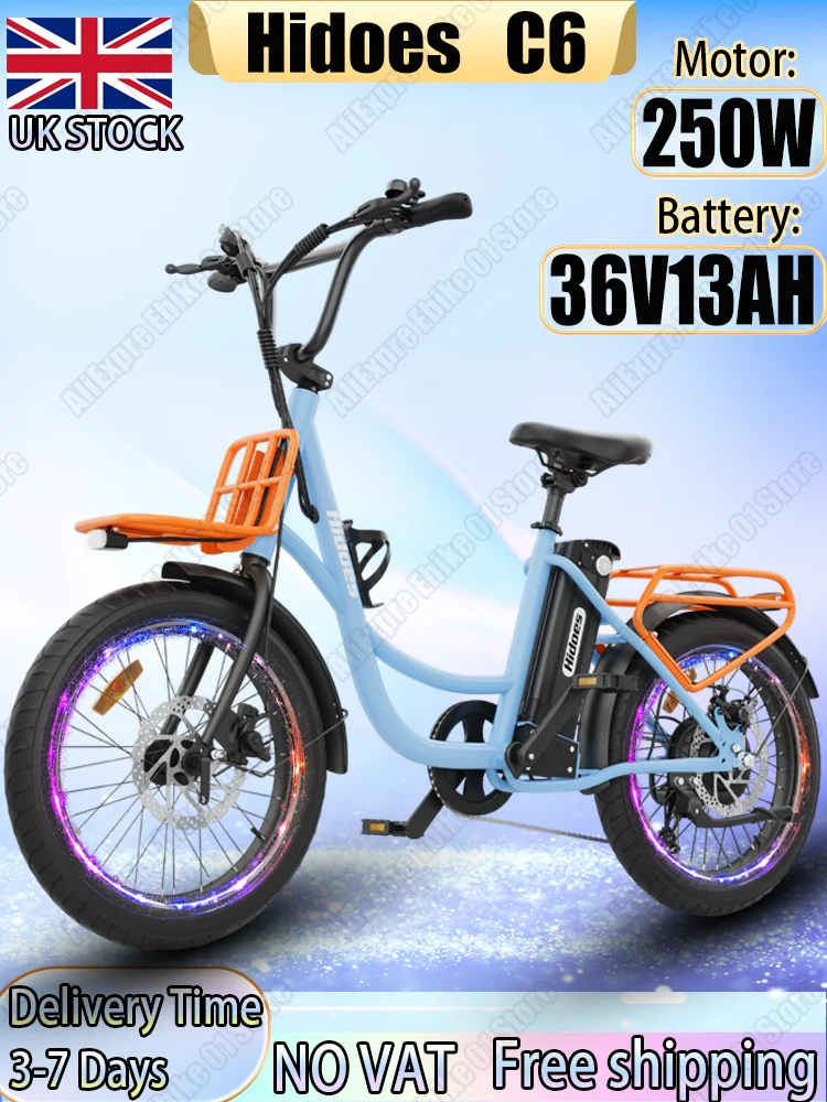 AliExpress E-bike HD-C6 250W Brushless Motor 36V13AH Lithium Battery Electric Bicycle Adult Woman City Travel 20*3-inch Tire Electric Bike