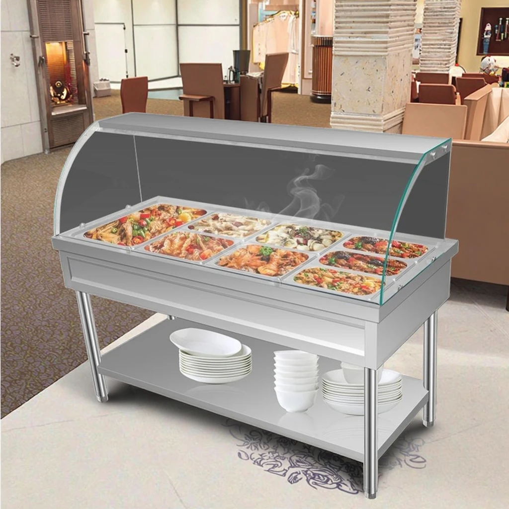 Commercial Electric Stainless Steel Food Display Cabinet 220V Heated Food Warmer for Restaurants