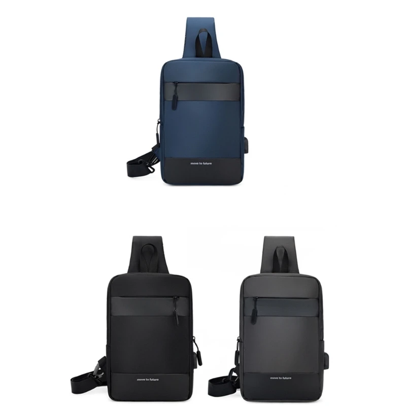 Men Chest Bags Casual Waist Bags with USB Charging Port Crossbody Bags Shoulder Waist Pack Sling Bag