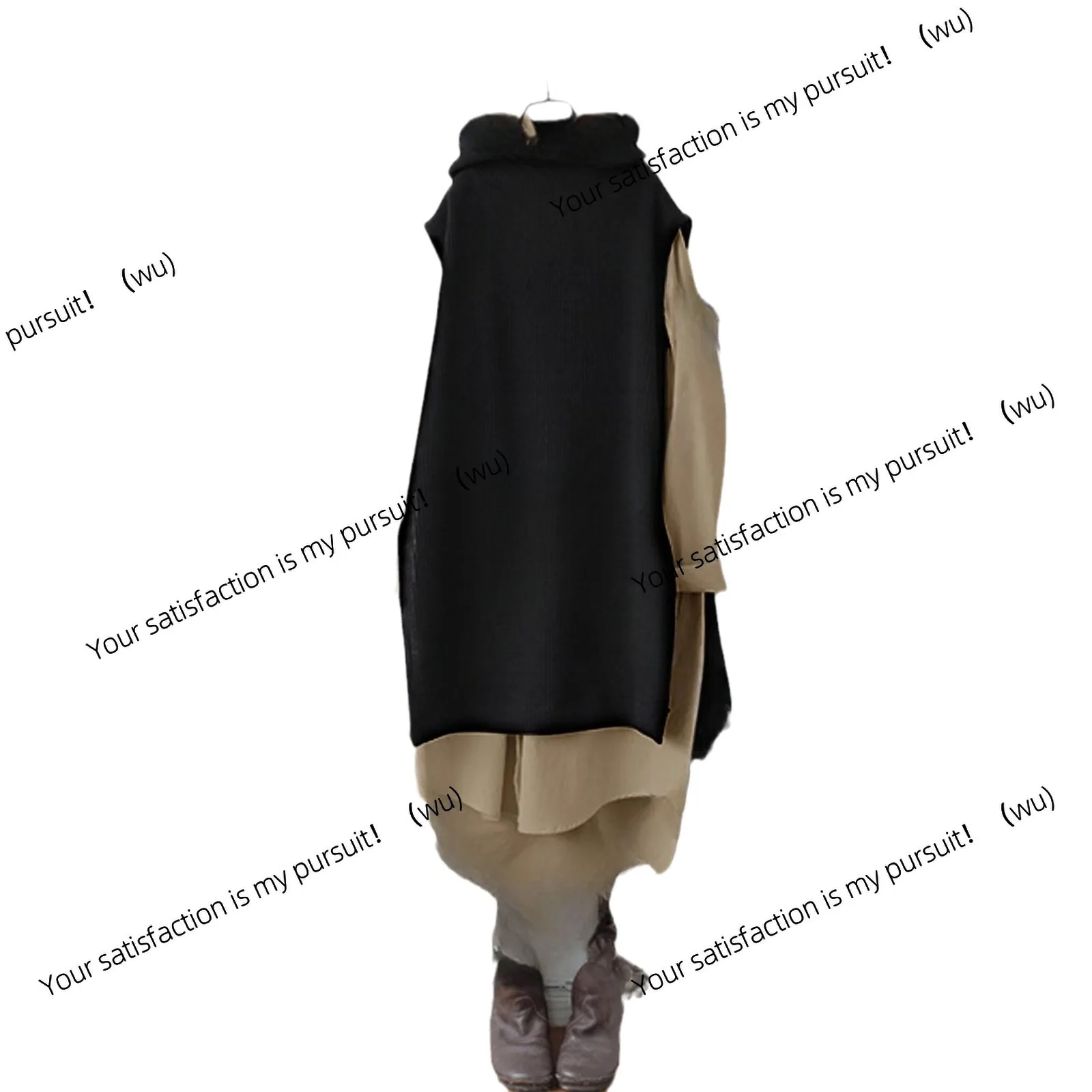 New sleeveless knitted skirt + folded collar half cardigan long-sleeved shirt skirt two-piece set