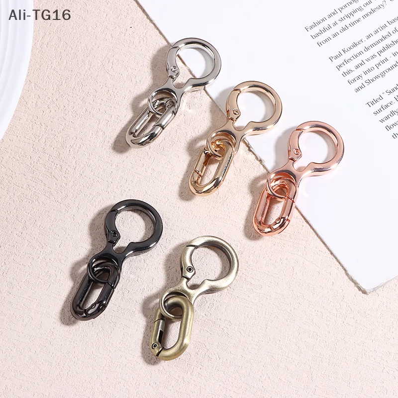 1/3 pçs clipes de fecho giratório de abertura dupla ganchos de pressão de mola de metal com chaveiro para chaveiros diy acessórios de artesanato