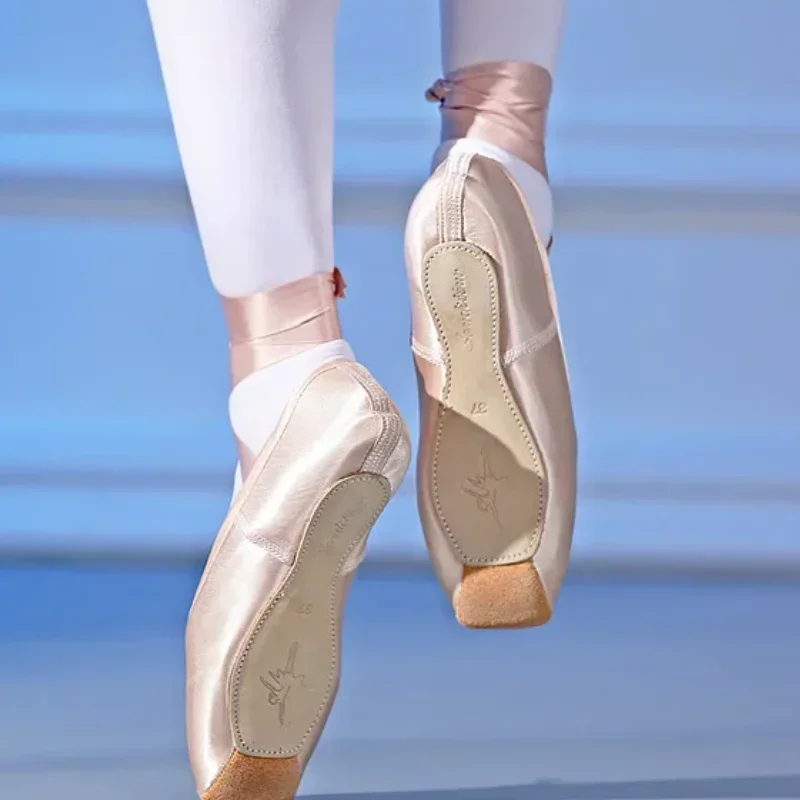 Women Ballet Dance Shoes Child and Adult Ballet Pointe Shoes Professional with Ribbons Shoes Woman Zapatos Mujer Sneakers Girls