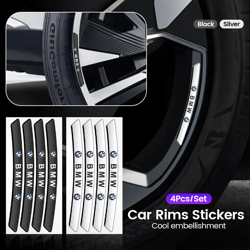 4Pcs Car Wheel Eyebrow Sticker Car Logo Car Wheel Sticker 3D Aluminum Trim Decal For BMW E39 E46 E87 E90 E28 E30 E34 E36 E53 E60