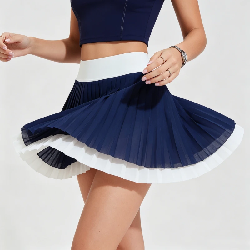 Women Anti Walkout Pleated Skort High Waist Quick Dry 2 in 1 Tennis Skirt Golf Running Gym Shorts Outdoor Athletic Sportswear