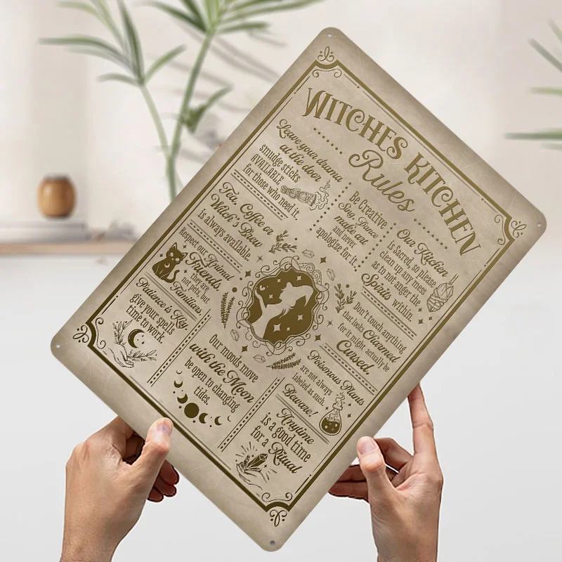 قواعد المطبخ الساحرة ملصق معدني علامات القصدير زينة عتيقة علامة معدنية مخصصة لتزيين جدران الفن ديكور الغرفة الجمالية #3