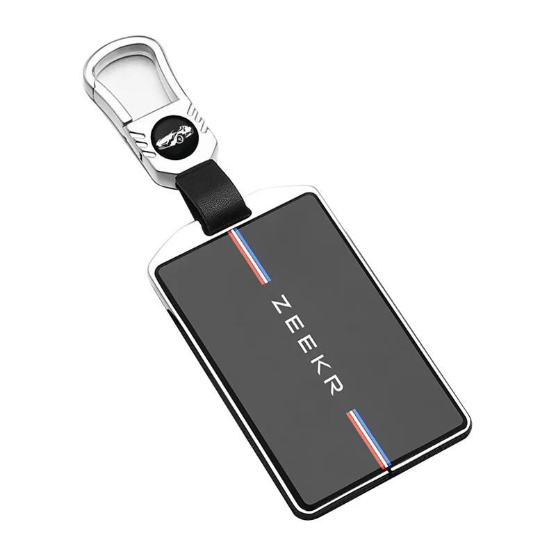 ZEEKR 001 009 X NFC 카드 용 아연 합금 가죽 자동차 키 케이스 스마트 원격 커버 쉘 키 체인 홀더 Fob 자동차 액세서리