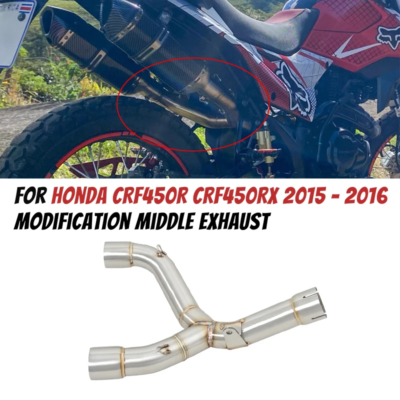 

For Honda CRF450 R CRF450 RX 2015 - 2016 Motorcycle Modify Middle Link Pipe Without Catalyst Exhaust Escape 51MM Miuffler
